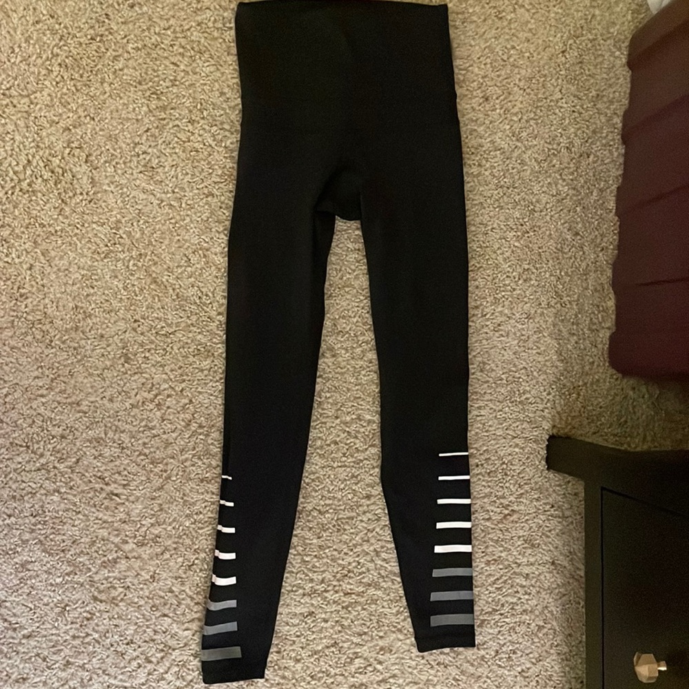 Lilybod black leggings with stripes on sides